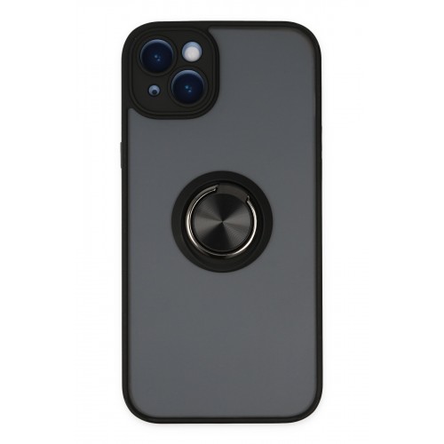 Newface iPhone 14 Kılıf Montreal Yüzüklü Silikon Kapak - Siyah Newface iPhone 14 Kılıf Montreal Yüzüklü Silikon Kapak - Siyah