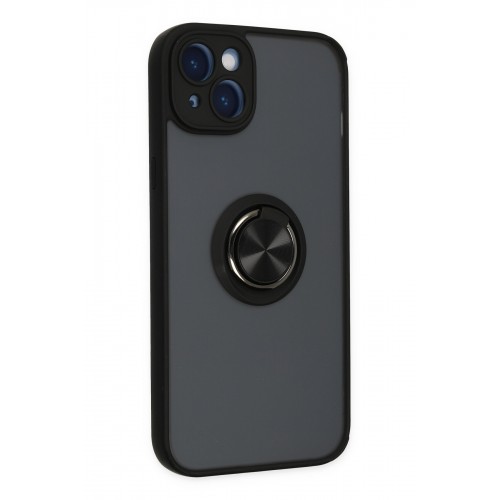 Newface iPhone 14 Kılıf Montreal Yüzüklü Silikon Kapak - Siyah Newface iPhone 14 Kılıf Montreal Yüzüklü Silikon Kapak - Siyah