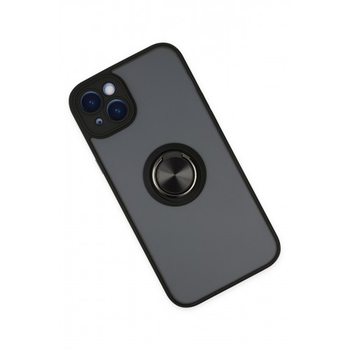 Newface iPhone 14 Kılıf Montreal Yüzüklü Silikon Kapak - Siyah Newface iPhone 14 Kılıf Montreal Yüzüklü Silikon Kapak - Siyah