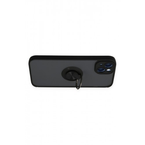 Newface iPhone 14 Kılıf Montreal Yüzüklü Silikon Kapak - Siyah Newface iPhone 14 Kılıf Montreal Yüzüklü Silikon Kapak - Siyah