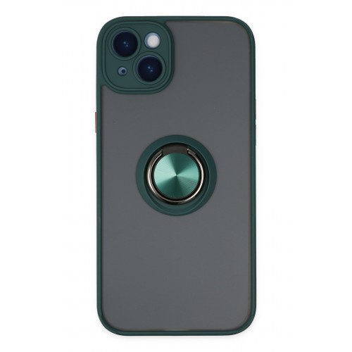 Newface iPhone 14 Kılıf Montreal Yüzüklü Silikon Kapak - Yeşil Newface iPhone 14 Kılıf Montreal Yüzüklü Silikon Kapak - Yeşil
