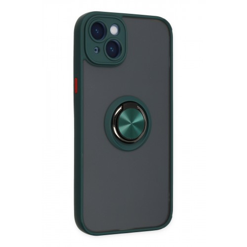 Newface iPhone 14 Kılıf Montreal Yüzüklü Silikon Kapak - Yeşil Newface iPhone 14 Kılıf Montreal Yüzüklü Silikon Kapak - Yeşil