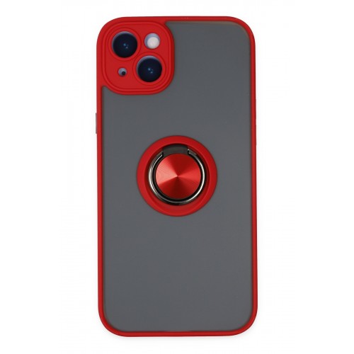 Newface iPhone 14 Kılıf Montreal Yüzüklü Silikon Kapak - Kırmızı Newface iPhone 14 Kılıf Montreal Yüzüklü Silikon Kapak - Kırmızı