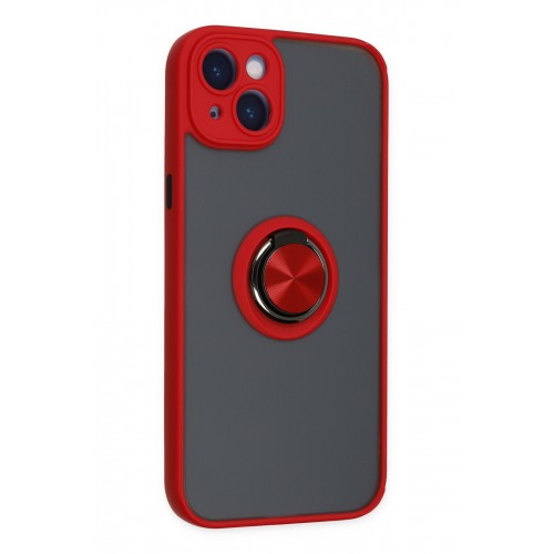 Newface iPhone 14 Kılıf Montreal Yüzüklü Silikon Kapak - Kırmızı Newface iPhone 14 Kılıf Montreal Yüzüklü Silikon Kapak - Kırmızı