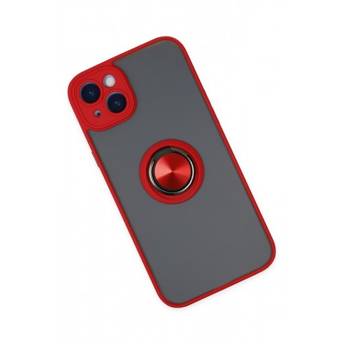 Newface iPhone 14 Kılıf Montreal Yüzüklü Silikon Kapak - Kırmızı Newface iPhone 14 Kılıf Montreal Yüzüklü Silikon Kapak - Kırmızı