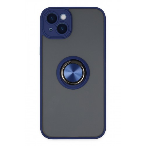 Newface iPhone 14 Kılıf Montreal Yüzüklü Silikon Kapak - Lacivert Newface iPhone 14 Kılıf Montreal Yüzüklü Silikon Kapak - Lacivert