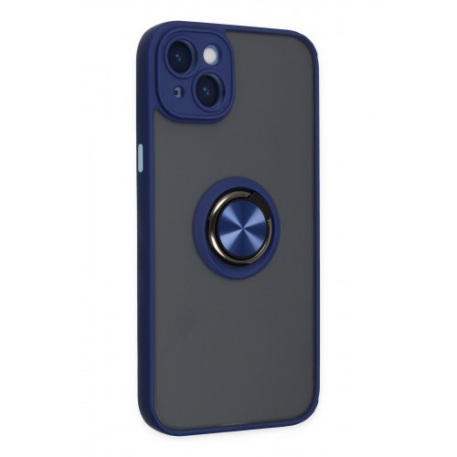Newface iPhone 14 Kılıf Montreal Yüzüklü Silikon Kapak - Lacivert Newface iPhone 14 Kılıf Montreal Yüzüklü Silikon Kapak - Lacivert