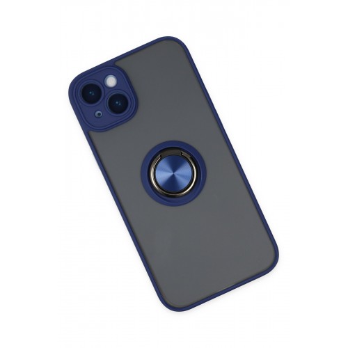 Newface iPhone 14 Kılıf Montreal Yüzüklü Silikon Kapak - Lacivert Newface iPhone 14 Kılıf Montreal Yüzüklü Silikon Kapak - Lacivert