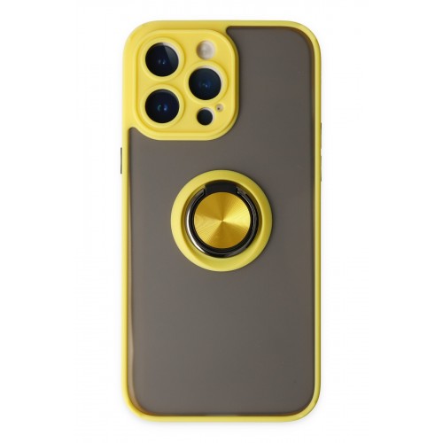 Newface iPhone 14 Pro Kılıf Montreal Yüzüklü Silikon Kapak - Sarı Newface iPhone 14 Pro Kılıf Montreal Yüzüklü Silikon Kapak - Sarı