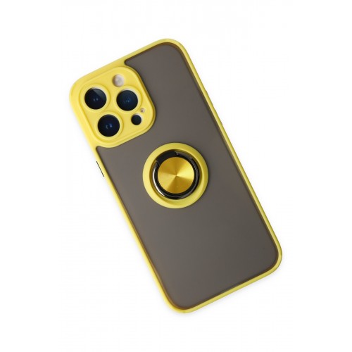 Newface iPhone 14 Pro Kılıf Montreal Yüzüklü Silikon Kapak - Sarı Newface iPhone 14 Pro Kılıf Montreal Yüzüklü Silikon Kapak - Sarı