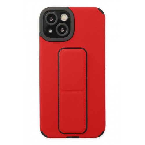 Newface iPhone 14 Plus Kılıf Mega Standlı Silikon - Kırmızı