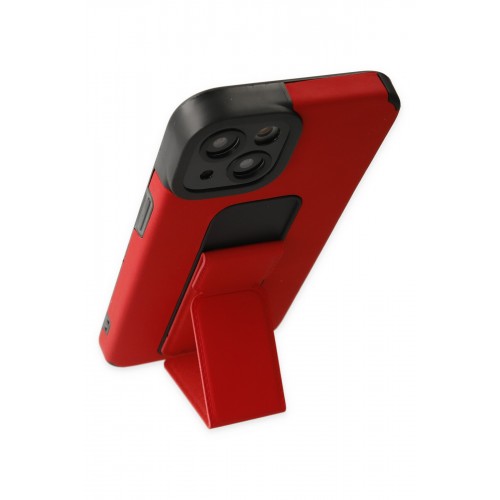 Newface iPhone 14 Plus Kılıf Mega Standlı Silikon - Kırmızı Newface iPhone 14 Plus Kılıf Mega Standlı Silikon - Kırmızı