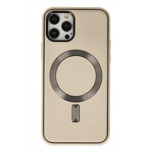 Newface iPhone 12 Pro Max Kılıf Coco Deri Magneticsafe Silikon - Krem Newface iPhone 12 Pro Max Kılıf Coco Deri Magneticsafe Silikon - Krem
