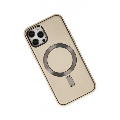Newface iPhone 12 Pro Max Kılıf Coco Deri Magneticsafe Silikon - Krem Newface iPhone 12 Pro Max Kılıf Coco Deri Magneticsafe Silikon - Krem