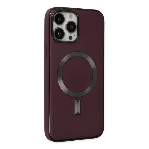 Newface iPhone 13 Pro Kılıf Coco Deri Magneticsafe Silikon - Bordo Newface iPhone 13 Pro Kılıf Coco Deri Magneticsafe Silikon - Bordo