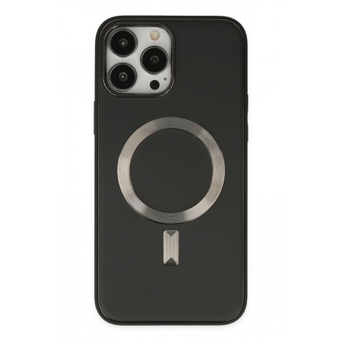 Newface iPhone 13 Pro Max Kılıf Coco Deri Magneticsafe Silikon - Siyah Newface iPhone 13 Pro Max Kılıf Coco Deri Magneticsafe Silikon - Siyah