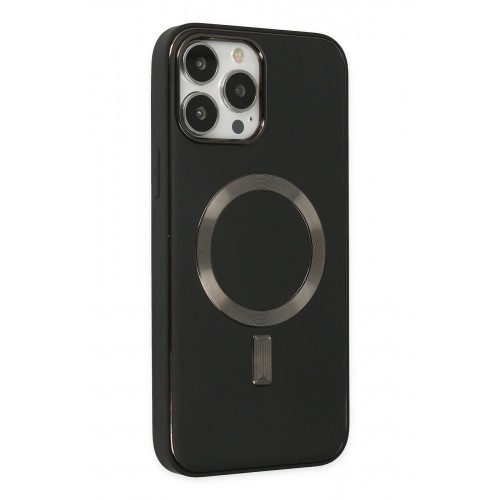 Newface iPhone 13 Pro Max Kılıf Coco Deri Magneticsafe Silikon - Siyah Newface iPhone 13 Pro Max Kılıf Coco Deri Magneticsafe Silikon - Siyah