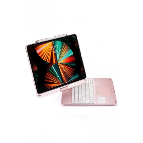 Newface iPad Pro 12.9 (2020) Kılıf Magic Dönen Klavyeli Tablet Kılıf - Pembe Newface iPad Pro 12.9 (2020) Kılıf Magic Dönen Klavyeli Tablet Kılıf - Pembe