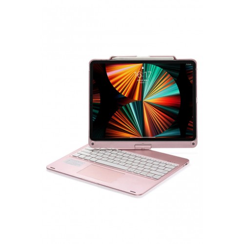 Newface iPad Pro 12.9 (2020) Kılıf Magic Dönen Klavyeli Tablet Kılıf - Pembe Newface iPad Pro 12.9 (2020) Kılıf Magic Dönen Klavyeli Tablet Kılıf - Pembe