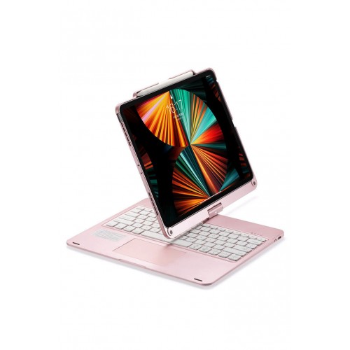 Newface iPad Pro 12.9 (2021) Kılıf Magic Dönen Klavyeli Tablet Kılıf - Pembe Newface iPad Pro 12.9 (2021) Kılıf Magic Dönen Klavyeli Tablet Kılıf - Pembe