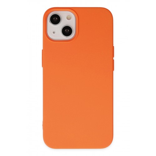 Newface iPhone 14 Plus Kılıf Nano içi Kadife  Silikon - Turuncu