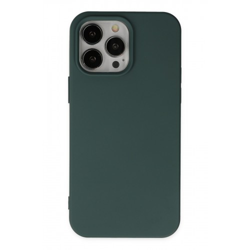 Newface iPhone 14 Pro Kılıf Nano içi Kadife Silikon - Koyu Yeşil Newface iPhone 14 Pro Kılıf Nano içi Kadife Silikon - Koyu Yeşil