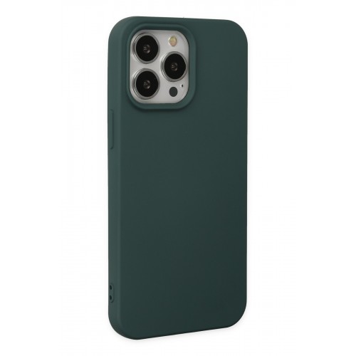 Newface iPhone 14 Pro Kılıf Nano içi Kadife Silikon - Koyu Yeşil Newface iPhone 14 Pro Kılıf Nano içi Kadife Silikon - Koyu Yeşil