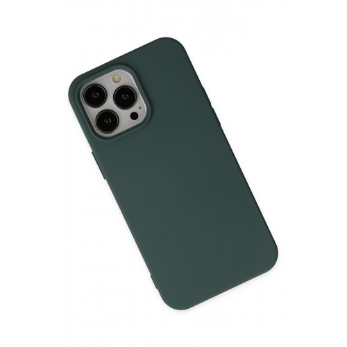 Newface iPhone 14 Pro Kılıf Nano içi Kadife Silikon - Koyu Yeşil Newface iPhone 14 Pro Kılıf Nano içi Kadife Silikon - Koyu Yeşil