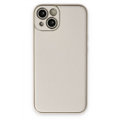 Newface iPhone 14 Kılıf Coco Deri Silikon Kapak - Beyaz Newface iPhone 14 Kılıf Coco Deri Silikon Kapak - Beyaz