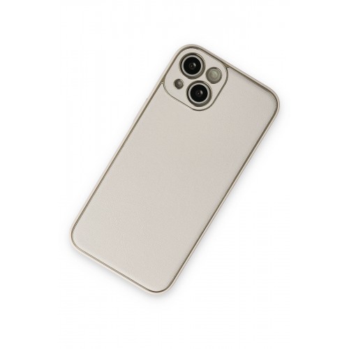 Newface iPhone 14 Kılıf Coco Deri Silikon Kapak - Beyaz Newface iPhone 14 Kılıf Coco Deri Silikon Kapak - Beyaz