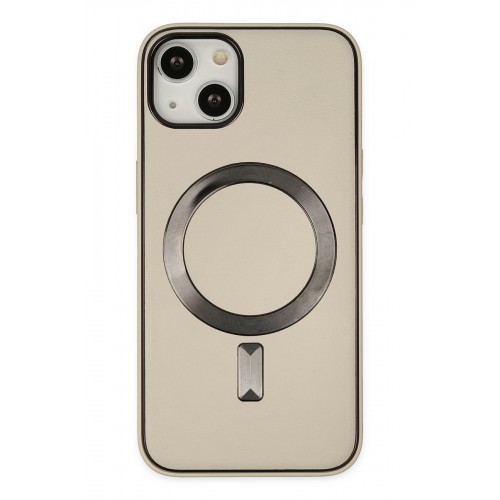 Newface iPhone 14 Kılıf Coco Deri Magneticsafe Silikon - Krem Newface iPhone 14 Kılıf Coco Deri Magneticsafe Silikon - Krem