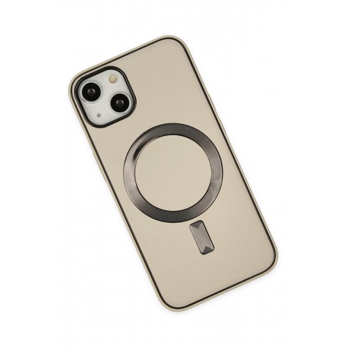 Newface iPhone 14 Kılıf Coco Deri Magneticsafe Silikon - Krem Newface iPhone 14 Kılıf Coco Deri Magneticsafe Silikon - Krem