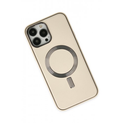 Newface iPhone 14 Pro Kılıf Coco Deri Magneticsafe Silikon - Krem Newface iPhone 14 Pro Kılıf Coco Deri Magneticsafe Silikon - Krem