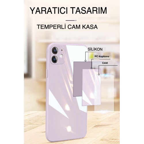 Newface iPhone 14 Plus Kılıf Glass Kapak - Lila Newface iPhone 14 Plus Kılıf Glass Kapak - Lila