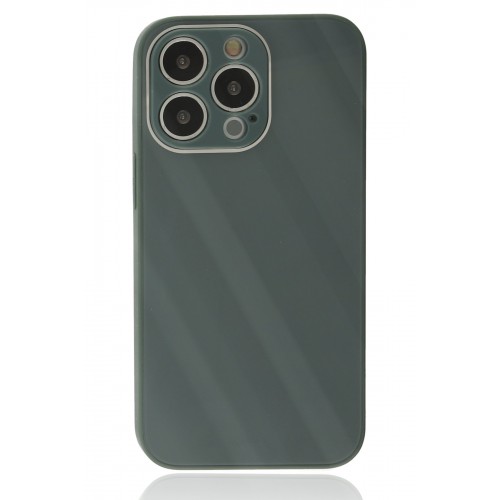 Newface iPhone 14 Pro Kılıf Glass Kapak - Koyu Yeşil Newface iPhone 14 Pro Kılıf Glass Kapak - Koyu Yeşil