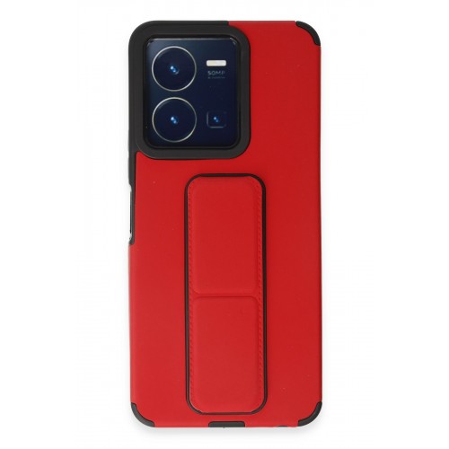Newface Vivo Y35 Kılıf Mega Standlı Silikon - Kırmızı Newface Vivo Y35 Kılıf Mega Standlı Silikon - Kırmızı