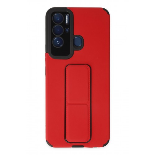 Newface Tecno Pova Neo Kılıf Mega Standlı Silikon - Kırmızı Newface Tecno Pova Neo Kılıf Mega Standlı Silikon - Kırmızı