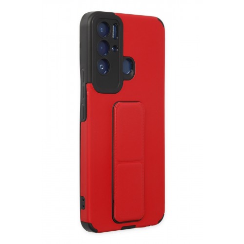 Newface Tecno Pova Neo Kılıf Mega Standlı Silikon - Kırmızı Newface Tecno Pova Neo Kılıf Mega Standlı Silikon - Kırmızı