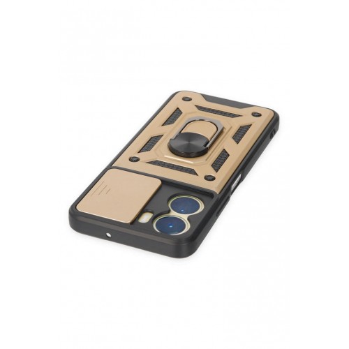 Newface Vivo Y16 Kılıf Pars Lens Yüzüklü Silikon - Gold Newface Vivo Y16 Kılıf Pars Lens Yüzüklü Silikon - Gold