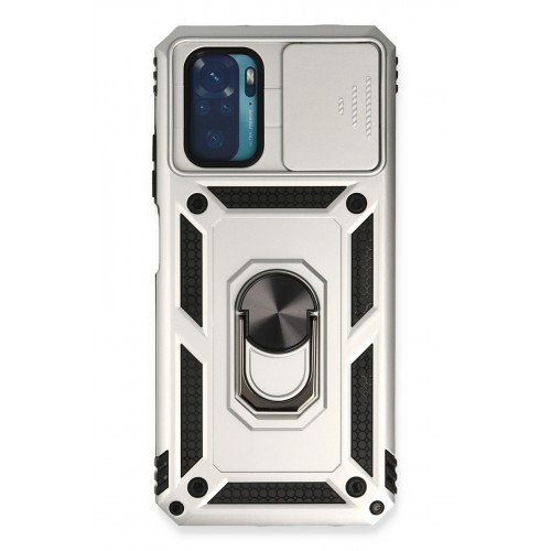 Newface Xiaomi Poco M5s Kılıf Pars Lens Yüzüklü Silikon - Gümüş
