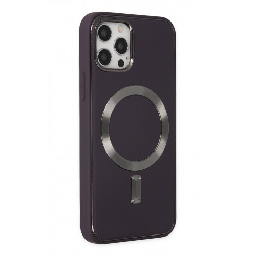 Newface iPhone 12 Pro Kılıf Coco Deri Magneticsafe Silikon - Derin Mor Newface iPhone 12 Pro Kılıf Coco Deri Magneticsafe Silikon - Derin Mor