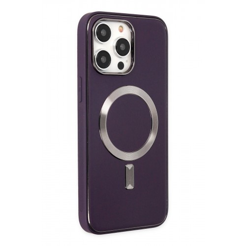 Newface iPhone 13 Pro Max Kılıf Coco Deri Magneticsafe Silikon - Derin Mor Newface iPhone 13 Pro Max Kılıf Coco Deri Magneticsafe Silikon - Derin Mor