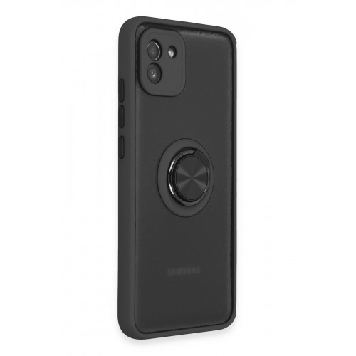 Newface Samsung Galaxy A03 Kılıf Montreal Yüzüklü Silikon Kapak - Siyah Newface Samsung Galaxy A03 Kılıf Montreal Yüzüklü Silikon Kapak - Siyah