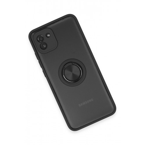 Newface Samsung Galaxy A03 Kılıf Montreal Yüzüklü Silikon Kapak - Siyah Newface Samsung Galaxy A03 Kılıf Montreal Yüzüklü Silikon Kapak - Siyah