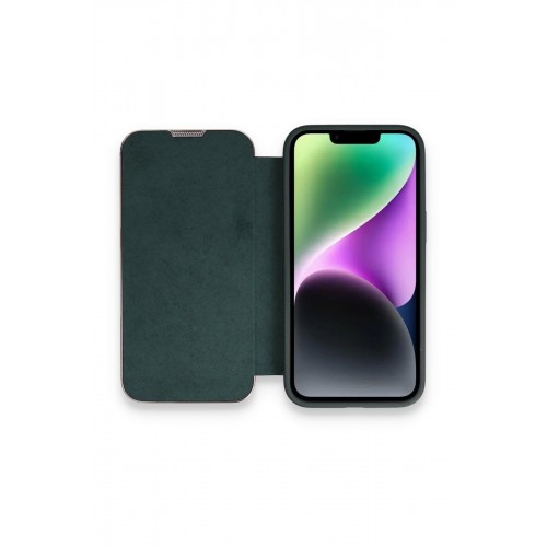 Newface iPhone 13 Pro Kılıf Dolpin Kapaklı - Koyu Yeşil Newface iPhone 13 Pro Kılıf Dolpin Kapaklı - Koyu Yeşil