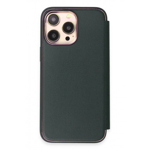 Newface iPhone 13 Pro Kılıf Dolpin Kapaklı - Koyu Yeşil Newface iPhone 13 Pro Kılıf Dolpin Kapaklı - Koyu Yeşil