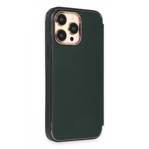 Newface iPhone 13 Pro Kılıf Dolpin Kapaklı - Koyu Yeşil Newface iPhone 13 Pro Kılıf Dolpin Kapaklı - Koyu Yeşil