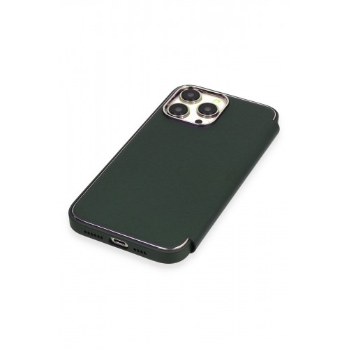 Newface iPhone 13 Pro Kılıf Dolpin Kapaklı - Koyu Yeşil Newface iPhone 13 Pro Kılıf Dolpin Kapaklı - Koyu Yeşil