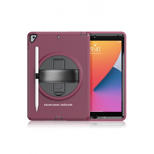 Newface iPad Air 3 10.5 Kılıf Hand Strap Tablet Kılıfı - Mürdüm Newface iPad Air 3 10.5 Kılıf Hand Strap Tablet Kılıfı - Mürdüm