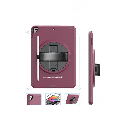 Newface iPad Air 3 10.5 Kılıf Hand Strap Tablet Kılıfı - Mürdüm Newface iPad Air 3 10.5 Kılıf Hand Strap Tablet Kılıfı - Mürdüm